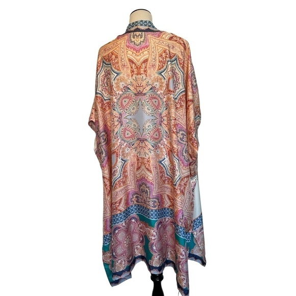 Chicos silk multi colored tie front kimono large/extra large. - Picture 7 of 14